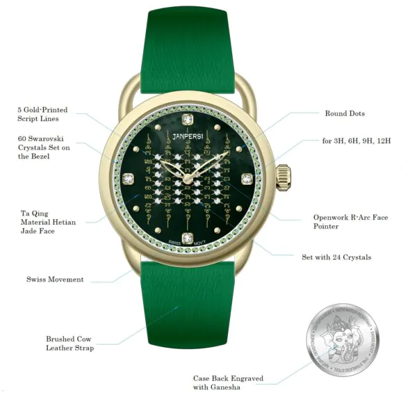 5 Scripture Diamond Amulet Watch with Ganesha Blessing | Pancha Abhisek Empowered- [ROYAL MUSE]