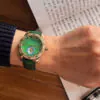 ROYAL MUSE|Green Tara Jade Watch - Blue Lotus Buddhist Timepiece with Mantra Chronograph