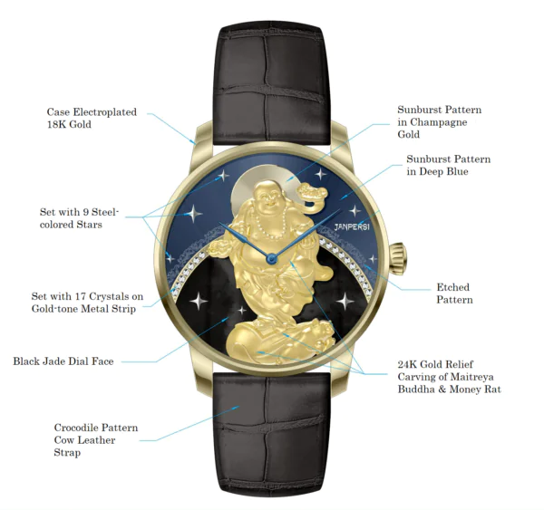 9 Royal Muse | Laughing Buddha Watch - Charoite & Jade Wealth Automaton with Future Buddha Symbolism