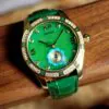 ROYAL MUSE|Green Tara Jade Watch - Blue Lotus Buddhist Timepiece with Mantra Chronograph