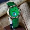 ROYAL MUSE|Green Tara Jade Watch - Blue Lotus Buddhist Timepiece with Mantra Chronograph