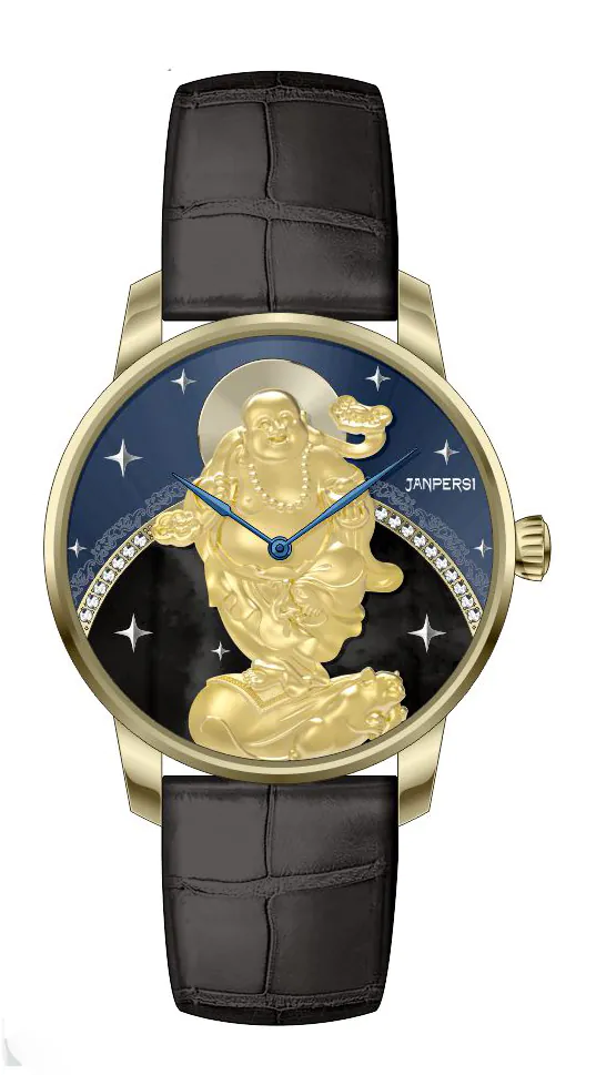 主图 (2) Royal Muse | Laughing Buddha Watch - Charoite & Jade Wealth Automaton with Future Buddha Symbolism