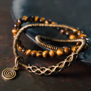 Warrior's Light Bracelet: Natural Tiger's Eye + Brass for Bold Energy & Style