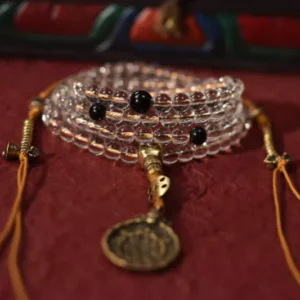 Tibetan-Inspired Clear Quartz 108-Bead Mala "Pure Intention"