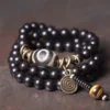 Tibetan-Inspired Dzi & Ebony Mala Bracelet | Ancient Energy, Modern Resilience