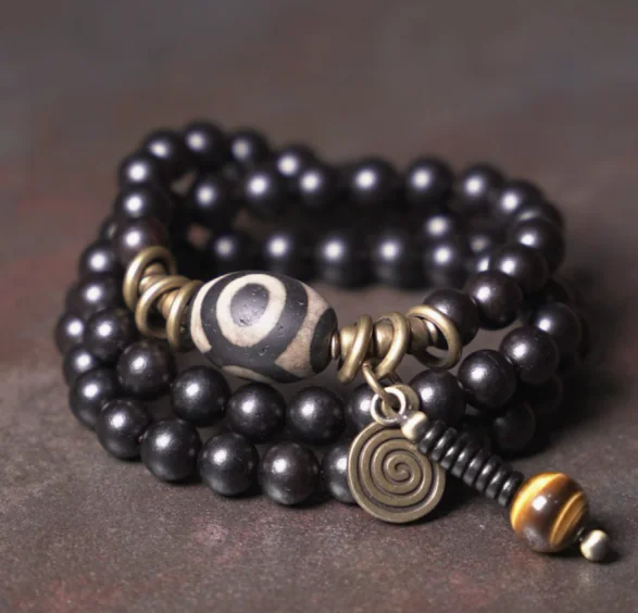 企业微信截图_1744771070410 Tibetan-Inspired Dzi & Ebony Mala Bracelet | Ancient Energy, Modern Resilience