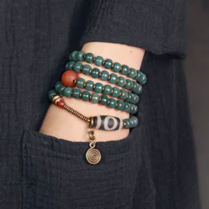 Vintage Bodhi & Mineral Energy Bracelet "Ancient Canopy"