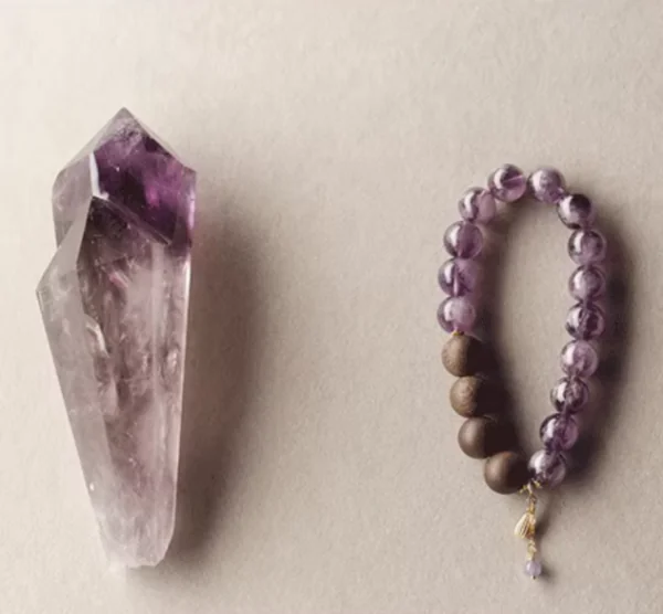 企业微信截图_17452256261344 "Violet Aurora" Amethyst & Agarwood Bracelet
