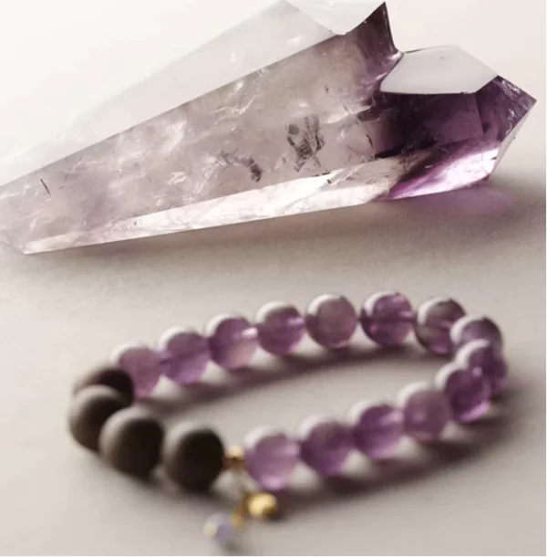 企业微信截图_17452256293055 "Violet Aurora" Amethyst & Agarwood Bracelet