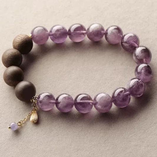 企业微信截图_17452256327088 "Violet Aurora" Amethyst & Agarwood Bracelet