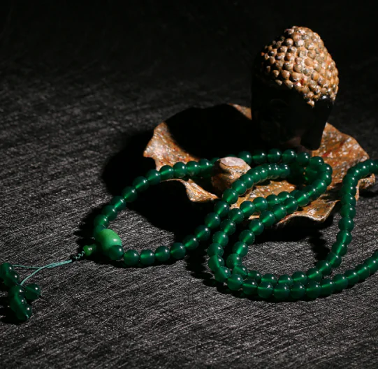 Green Agate Mala - Anxiety Reduction & Meditation Beads [Royal Muse]
