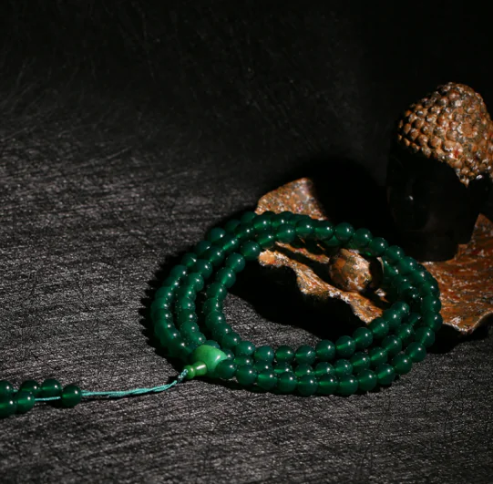 Green Agate Mala - Anxiety Reduction & Meditation Beads [Royal Muse]