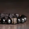 Handcarved Ebony & Obsidian Bracelet "Shadow Grove"