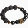 Handcarved Ebony & Obsidian Bracelet "Shadow Grove"