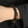 Handcarved Ebony & Obsidian Bracelet "Shadow Grove"