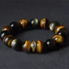 Tiger’s Eye Energy • Couples’Growth Volcanic Obsidian Bracelet