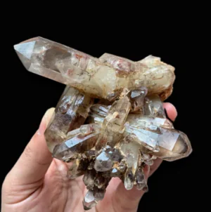 Congo Red Shadow Mountain Skeleton Quartz & Pineapple Quartz Cluster