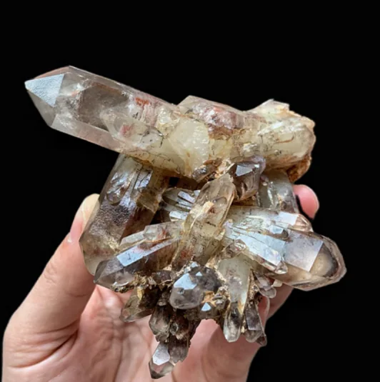 企业微信截图_174602380875 Congo Red Shadow Mountain Skeleton Quartz & Pineapple Quartz Cluster