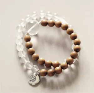 Zen Aura White Crystal & Sandalwood Bracelet