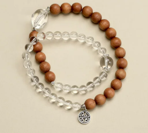 企业微信截图_17460241764282 White quartz and sandalwood energy bracelet alternating beads